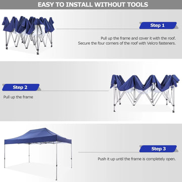 COBIZI 10x15 Pop up Canopy Commercial Heavy Duty Canopy Tent with 4 Sidewalls Easy Up Wedding Party Tent Outdoor Instant Canopy, All Season, Windproof & Waterproof, Blue(Frame Thickened)