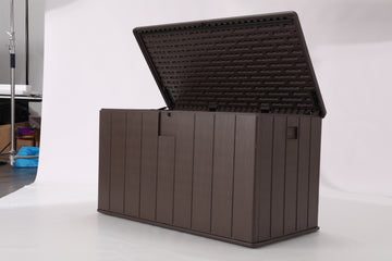 Winice 150 Gallon Outdoor Storage Box Waterproof Outside Resin Deck Box, Lockable Storage Bin for Patio Furniture,Garden Tools,Cushions,Pool Accessories