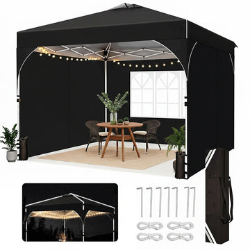 COBIZI 10x10 Pop Up Canopy Gazebo with Sidewalls,One-Push Center Lock,Easy Up Tent,UPF 50+ Waterproof Canopy for Outdoor Party,Event,Commercial Market,with Air Vent & Sandbags,Gray