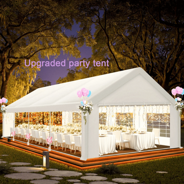 COBIZI Party Tent Heavy Duty, 20x30ft Wedding Tent, Large Canopy Tents for Parties, Carport Canopy with Removable Sidewalls, Large Tent with Built-in Sandbag, UV50+, Big Tent for Party, White