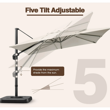 COBIZI 10x10ft Square Outdoor Patio Umbrella Cantilever Umbrella Large Offset Hanging Umbrella Aluminum Umbrella with 360°Rotation Adjustable Garden Pool Umbrella,Beige