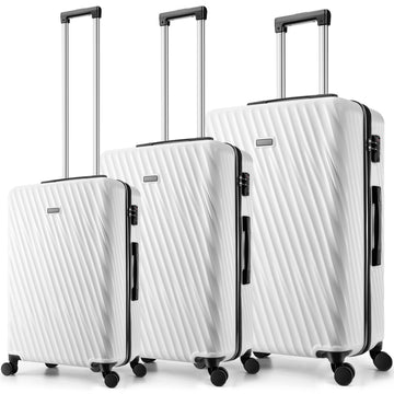 COBIZI 3 Piece Luggage Sets with Wheels, Hardshell 3 Pc Suitcases with TSA Lock Hardside & Lightweight 3-Piece Hardshell Luggage Sets for Travel 20in 24in 28in(Dark Blue)