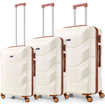 COBIZI 3 Piece Luggage Sets with Wheels, Hardshell 3 Pc Suitcases with TSA Lock Hardside & Lightweight 3-Piece Hardshell Luggage Sets for Travel 20in 24in 28in(Dark Blue)