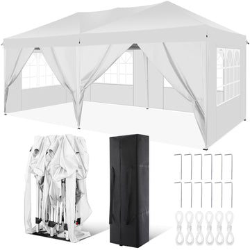 SANOPY 10' x 20' EZ Pop Up Canopy Tent Party Tent Outdoor Event Instant Tent Gazebo with 6 Removable Sidewalls and Carry Bag