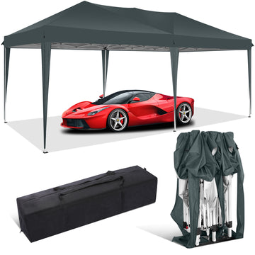 COBIZI 10x10 Ez Pop Up Canopy Tent, Commercial Instant Gazebo Tents for Parties, Waterproof Adjustable Outdoor Patio Backyard Canopy Party Tent,Black