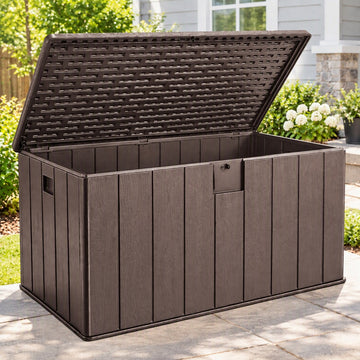 SANOPY 150 Gallon Outdoor Storage Deck Box,Waterproof Large Lockable Storage Container for Patio Furniture and Garden Tools,Black