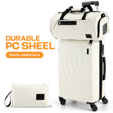 COBIZI 3 Piece Carry-on Luggage Set-Durable PC Hardshell Suitcase with Backpack&Toiletry Bag,TSA Security Lock,360°Wheels for Business Travel Vacation,Beige
