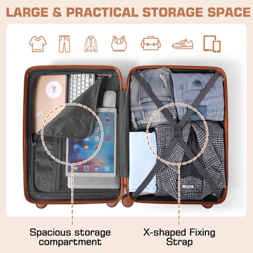 SANOPY 3-Piece Lightweight Hardshell Luggage Set with TSA Lock， 20"+24"+28" ABS+PC Spinner Suitcases， Silent 360° Wheels, Ergonomic Handles, Black