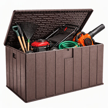Winice 150 Gallon Outdoor Storage Deck Box,Waterproof Large Lockable Storage Container for Patio Furniture and Garden Tools,Black