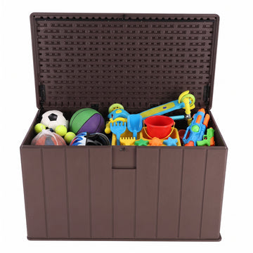 Winice 150 Gal Outdoor Deck Box, Large Waterproof Lockable Storage for Patio Furniture & Garden Tools,Black