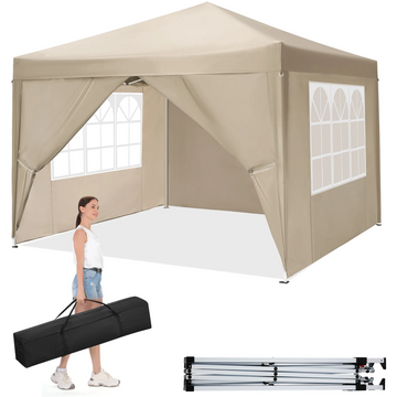 COBIZI 10x10 Pop up Canopy with Sidewalls Waterproof Outdoor Canopy Gazebo Anti-UV Instant Foldable Canopy Tent for Party with Carry Bag,Black