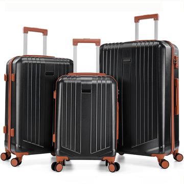 COBIZI 3-Piece Luggage Sets Hardshell ABS+PC with 360°Spinner Wheels & TSA Lock, Lightweight Hardside Travel Suitcase 20in 24in 28in (Black)