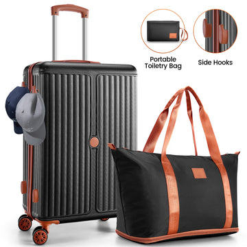 COBIZI Luggage Sets 6 Piece Hardside Luggage Sets with Wheels&TSA Lock,Lightweight Hardshell Carry on Suitcase Sets for School Travel 20in 24in 28in(Black)
