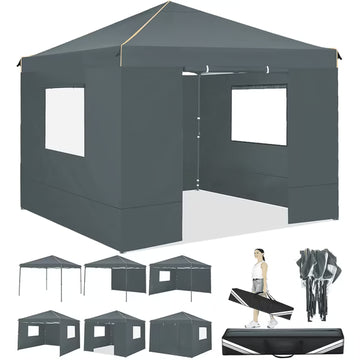 COBIZI 10X10 Pop Up Canopy Tent for Party EZ Outdoor Canopy Portable Commercial Instant Canopy Shelter Tent Waterproof Gazebo Heavy Duty Canopy with 4 Sidewalls Carry Bag,Black