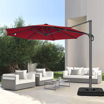 COBIZI 10ft Patio Umbrella Outdoor Cantilever Round Umbrella Aluminum Offset Umbrella with 360-degree Rotation for Garden Deck Pool Patio, Gray
