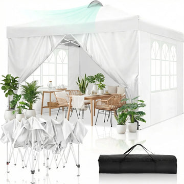 COBIZI 10x10 EZ Pop up Canopy Gazebo with Sidewalls,Pop up Canopy Tent Instant Shelter for Outdoor Party Camping Backyard Beach with Air Vent ,Carry Bag,Stakes,Ropes,Black