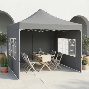 COBIZI 10x10 Heavy Duty Pop Up Canopy Tent with 4 Sidewalls, Commercial Instant Waterproof Shelter, UV 50+ with Silver Coated, Upgraded Thickened Hexagonal Legs,Black
