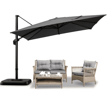 COBIZI 10x10ft Square Outdoor Patio Umbrella Cantilever Umbrella Large Offset Hanging Umbrella Aluminum Umbrella with 360°Rotation Adjustable Garden Pool Umbrella,Grey