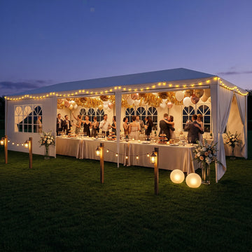 COBIZI 6.6x6.6 Pop-up Canopy Tent, Waterproof, Heavy-Duty, 4 Sidewalls, Carry Bag, White