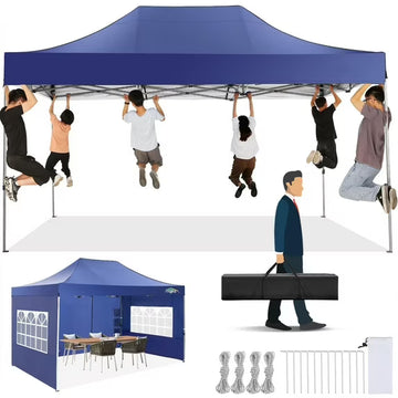 COBIZI 10x10 Pop up Canopy Commercial Heavy Duty Canopy Tent with 4 sidewalls Easy Up Outdoor Party Tent Instant Canopy All Season Windproof & Waterproof Canopy with Roller Bag,White(Frame Thickened)