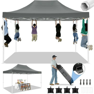 COBIZI 10x15 Canopy Tent with 4 Sidewalls,Heavy Duty Pop Up Canopy Tent for Parties Wedding,Commercial Canopy with Roller Bag,UV 50+&Upgraded Waterproof,Thickened Legs,White