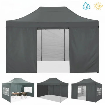 COBIZI 10x15 ft Heavy Duty Pop Up Canopy Tent with 4 Sidewalls Waterproof Outdoor Shelter Black