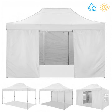 COBIZI 10x15 ft Heavy Duty Pop Up Canopy Tent with 4 Sidewalls Waterproof Outdoor Shelter Gray