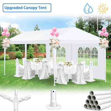 OBIZI 10 x 20 Party Tent with 6 Sidewalls Outdoor Canopy Tent for party Patio Camping Gazebo Shelter for Weddings Waterproof Heavy Duty Event Carpa All Season, White