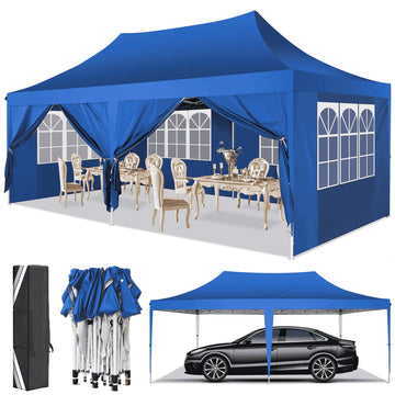 COBIZI 10x20 Pop up Canopy Gazebo,Outdoor Canopy Tent with 6 Removable Sidewalls,for Backyard,Parties,Wedding,Light Blue
