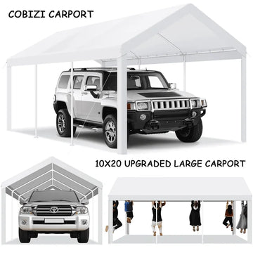 COBIZI 10x20ft Carport Heavy Duty, Portable Car Garage with Built-in