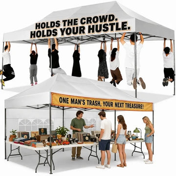 COBIZI 10x10 FT Heavy Duty Pop Up Canopy Tent, Commercial Grade 32mm Thick Frame 0.7mm Powder Coated Rust Resistant, Waterproof Windproof Vendor Tent with Roller Bag for Outdoor Market, Gray