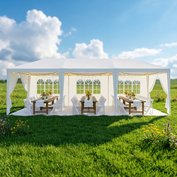 COBIZI 10 x 20 Party Tent with 6 Sidewalls Outdoor Canopy Tent for party Patio Camping Gazebo Shelter for Weddings Waterproof Heavy Duty Event Carpa All Season, White