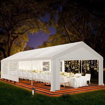 COBIZI 20'x 40' Large Heavy Duty Outdoor Canopy Party Tent & Carport, Upgraded Wedding Event Shelter Gazebo with 8 Removable Sidewalls, Big Tent for Birthday Party, Outdoor Event, Wedding, White