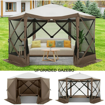 COBIZI Pop Up Gazebo Screen Tent Screen House for Camping, 12x12 Screen Room with Mosquito Netting, Hub Tent Instant Screened Canopy with Carrying Bag and Ground Stakes, Blue
