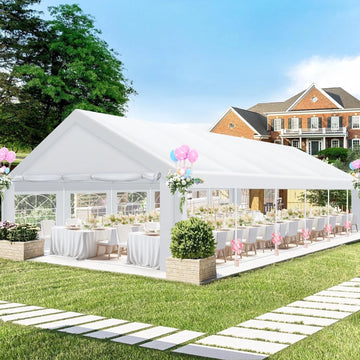 COBIZI 16x32ft Party Tent, Heavy Duty Wedding Tent with Removable Sidewalls,Large Outdoor Event Tent, White Tent for Party, Carpas Para Fiestas, Canopy Tent with Built-in Sandbags, UV 50+, Waterproof