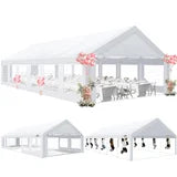 COBIZI Party Tent Heavy Duty, 20x20ft Wedding Tent, Large Canopy Tents for Parties, Carport Canopy with Removable Sidewalls, Large Tent with Built-in Sandbag, UV50+, Big Tent for Party, White