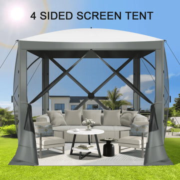 COBIZI 10x10 Screen House Pop up Gazebo Screen Tent for Camping,5 Sided Pop-up Camping Canopy Shelter Tent with 4 Sidewalls,Portable Outdoor Quick-Set Hub Tent with Carrying Bag&Ground Stakes,Blue