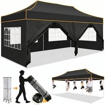 COBIZI 10x10 Heavy Duty Pop Up Canopy Tent with 4 Sidewalls, Commercial Instant Waterproof Shelter, UV 50+ with Silver Coated, Upgraded Thickened Hexagonal Legs,Gray