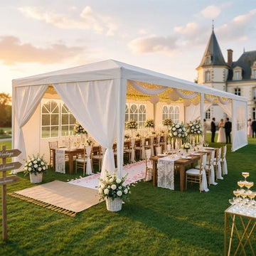 COBIZI 10x30 Party Canopy Tent with 8 Removable Sidewalls, Waterproof Outdoor Shelter for Weddings and Events, White