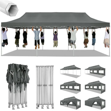 COBIZI Canopy 10x30 Pop-up Heavy Duty Canopy Tent with 8 Removable Sidewalls,Party Tent for Weddings,Beaches,Outdoor Events,Commercial Seasonal Wind UV 50+& Waterproof&Sunburn Protection,Blue