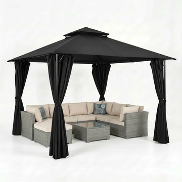 COBIZI Outdoor Gazebo,10x10 Outdoor Canopy with Removable sidewalls, Shade Tent for Party, Backyard, Patio Lawn & Garden,Black