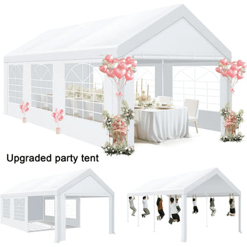 COBIZI Heavy Duty Party Tent, 10x20ft Large Ourdoor Carport Canopy Wedding Tent with Removable Sidewalls, White Tent for Party, Carpas para Fiestas, Canopy Tent with Built-in Sandbags, UV 50+