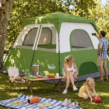 COBIZI 4-6-8 Person Family Camping Tent with Instant Pop-Up Setup, 10x9FT 210D Oxford Waterproof PU2000mm & Fire Resistant, Mesh Screen Windows, Wind Ropes and Stakes Included, Green