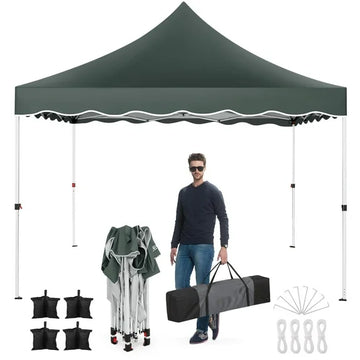 COBIZI Party Tent 10x10 Pop up Canopy, Easy Setup Canopy Tent with Sandbags, Stakes & Ropes, UPF 50+ Waterproof Outdoor Instant Portable Shelter for Party, Events, Vendor, Gray