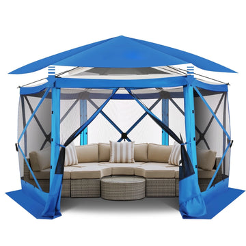 COBIZI Pop Up Gazebo Starry Sky Screen Tent Screen House with a mesh top for Camping, 12x12 Screen Room with Mosquito Netting, Hub Tent Instant Screened Canopy with Carrying Bag, Blue