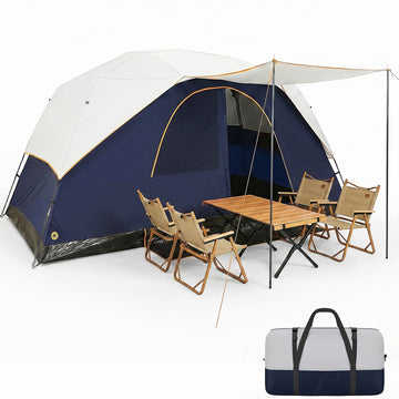 COBIZI 8-10-12 Person Camping Tent, Large Family Cabin Tent with Removable Rainfly, Mesh Roof for Stargazing, 84" Tall Center, Waterproof Design, Carry Bag, Darkblue