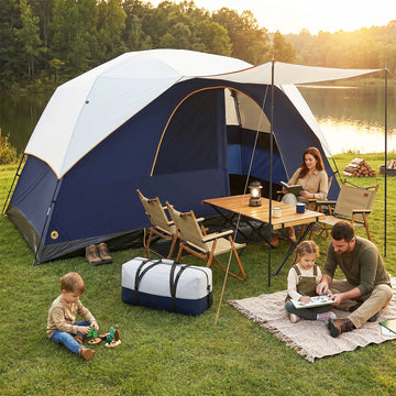 COBIZI 6-8-10 Person Camping Tent, Large Family Cabin Tent with Removable Rainfly, Mesh Roof for Stargazing, 84" Tall Center, Waterproof Design, Carry Bag, Darkblue