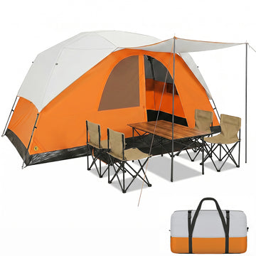 COBIZI 6-8-10 Person Camping Tent,Large Family Cabin Tent with Removable Rainfly,Mesh Roof for Stargazing,84" Tall Center,Waterproof Design,Carry Bag,Orange