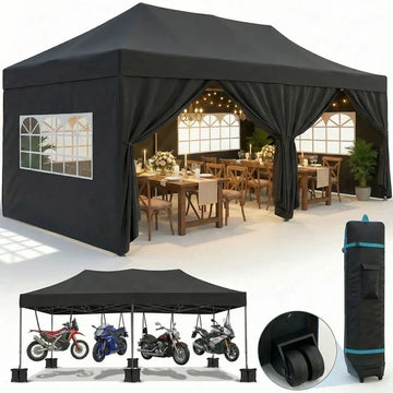 COBIZI 10x20 ft Pop Up Canopy Tent with Sidewalls, Waterproof UPF 50+, Air Vent, Easy Setup for Outdoor Party and Wedding, Gray
