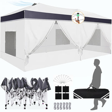 COBIZI 10x20 Pop Up Canopy Tent with 1-Push Center Lock,10X20 Canopy with Air Vent&6 Removable Sidewalls,Easy Up Party Tent for Outdoor Events,Instant Shelter Gazebo,Gray